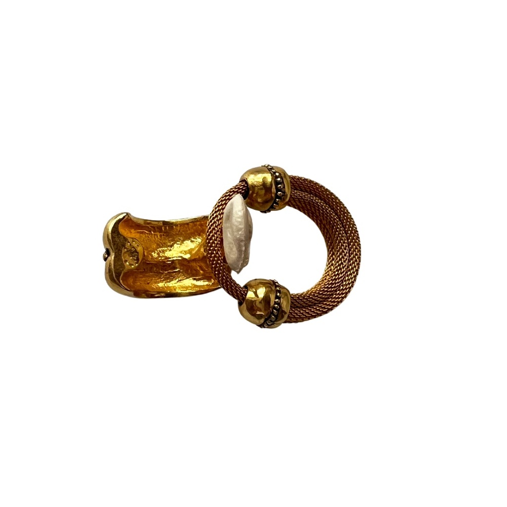 Gold Tone Drop Earrings Clip On - Picture 5 of 5